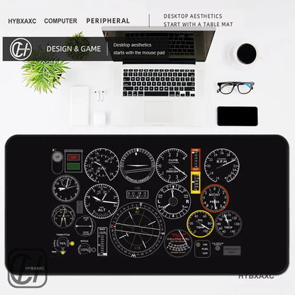 HYBXAXC Airplane Dashboard Mouse Pad Large Rubber Base Anti-slip Accessories Mousepad for Office & Gamer Keyboard Mats Decor Mat