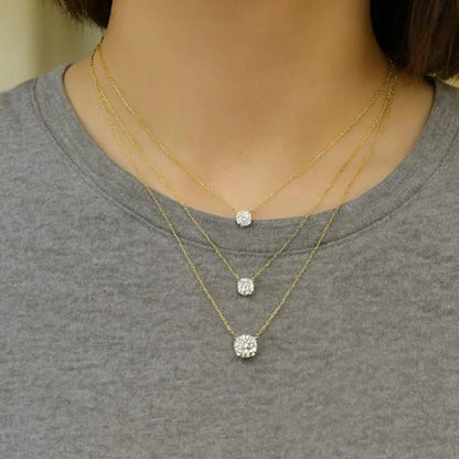 Rrjzz 0.5-5CT Moissanite Pendant Necklace for Women Solitaire D Color Round Cut Lab Imitation Diamond GRA Certified Necklaces