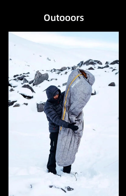 ICE FLAME Camping Mummy Gray Down Sleeping Bag Outdoor Ultralight 10D Unisex Sleeping Bag Traveling Hiking Mountain Climbing