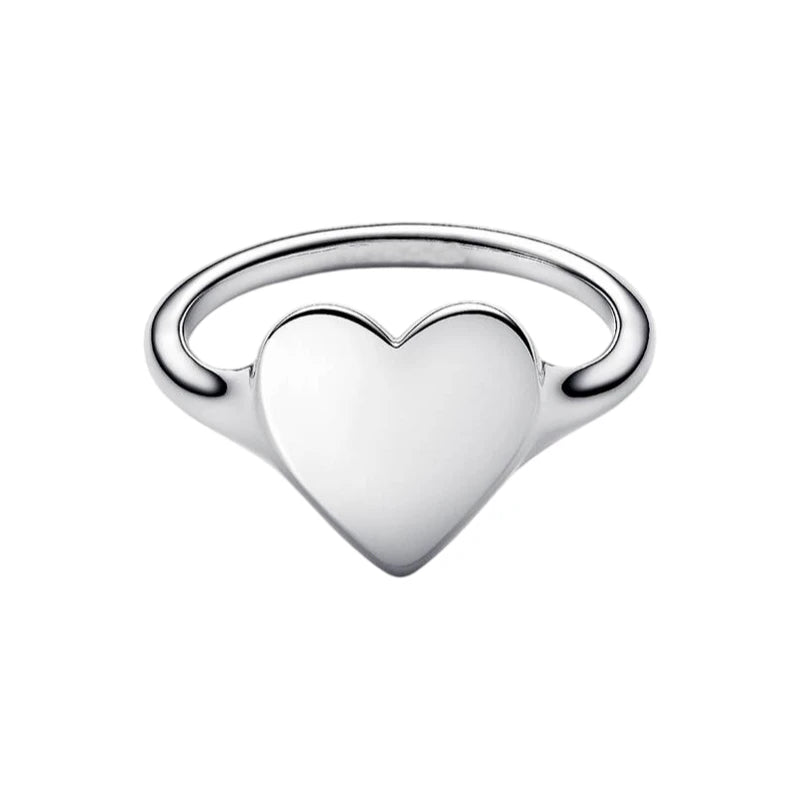2026 New 925 Silver Sparkling Heart Princess Crown Heart-to-Heart Ring Fashion DIY Charm Jewelry Exquisite Gift