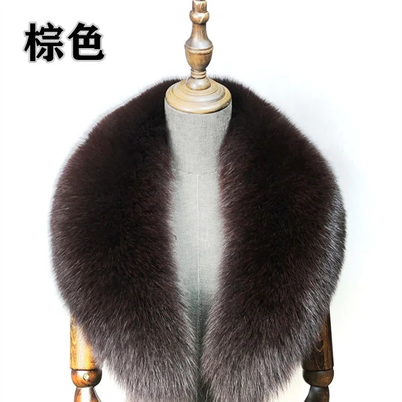 Fox Fur Collar 100% Real Fox Fur Scarf Winter Women Natural Fur Gray Collar Large Size Neck Warmer Fur Scarf Shawls