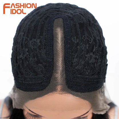 FASHION IDOL 26inch/65cm Straight Hair Lace Front Wigs Synthetic Hair Ombre Blonde Brown Hair Wigs Cosplay Heat Resistant Fiber