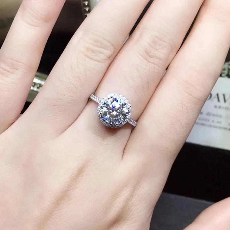 925Sterling Silver New Mozzarella Diamond Ring Female Internet Celebrity Live Stream Exclusive Set Zircon Inlaid Daily Wear Ring