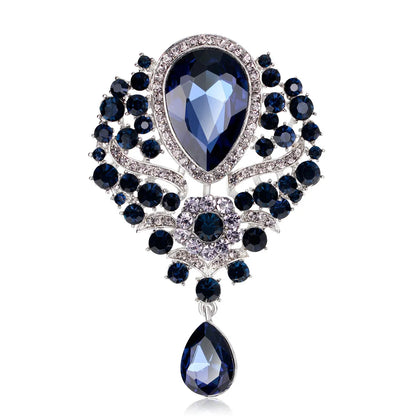 Hot Women Men  Brooch Wedding Bridal Bouquet Clear Crystal Rhinestone Teardrop Dangle Brooch Pin