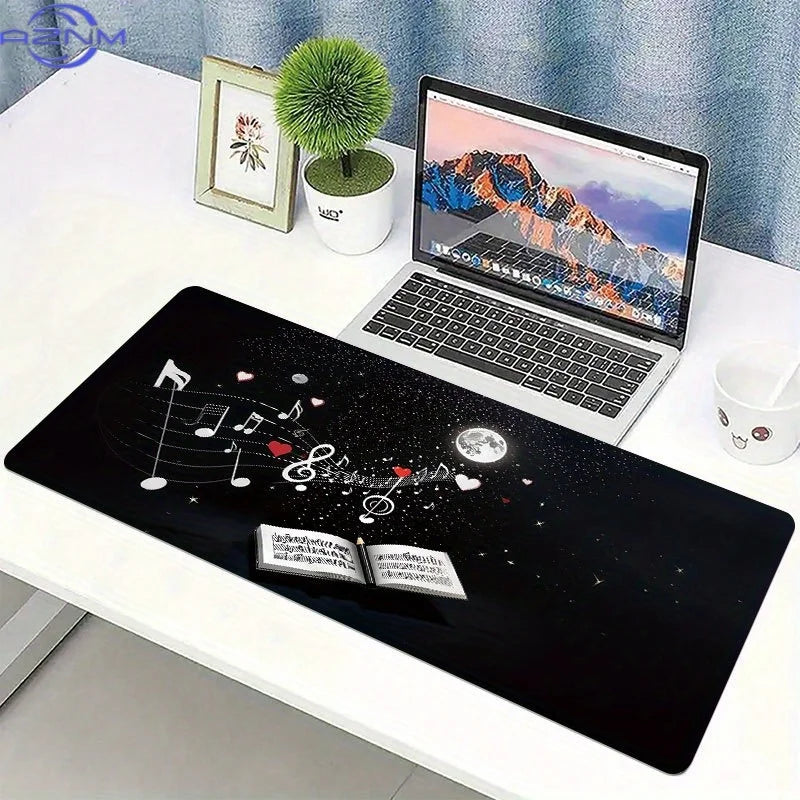 One Cosmic Music Tune Mouse Pad -  cm, a Stylish XXL Extended Desk Mat Featuring a Non-Slip Base, Expertly Sewn Edges, Ideal for