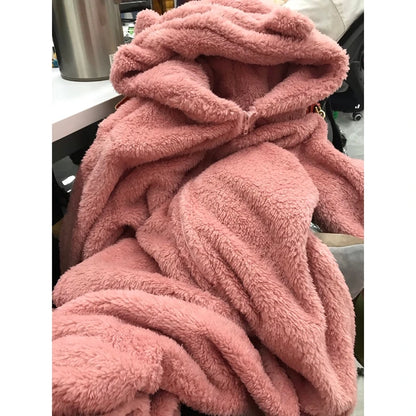 Women's Fleece Oneseies Zip Up Hooded Pajamas Rompers Cozy Sleepwear Pyjamas Autumn Winter Warm Loungewear Jumpsuit