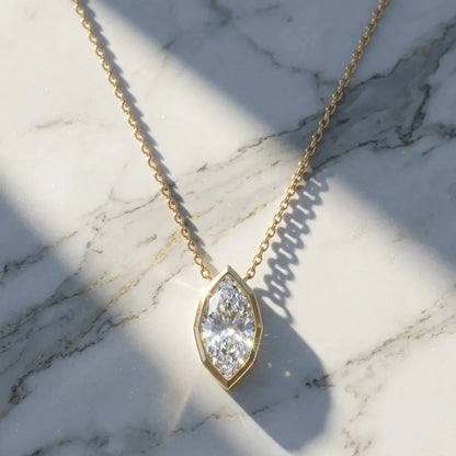 JH Marquise Cut Moissanite Pendant Necklace D Color GRA Certified Luxury Clavicle Chain 925 Sterling Silver Women Fine Jewelry