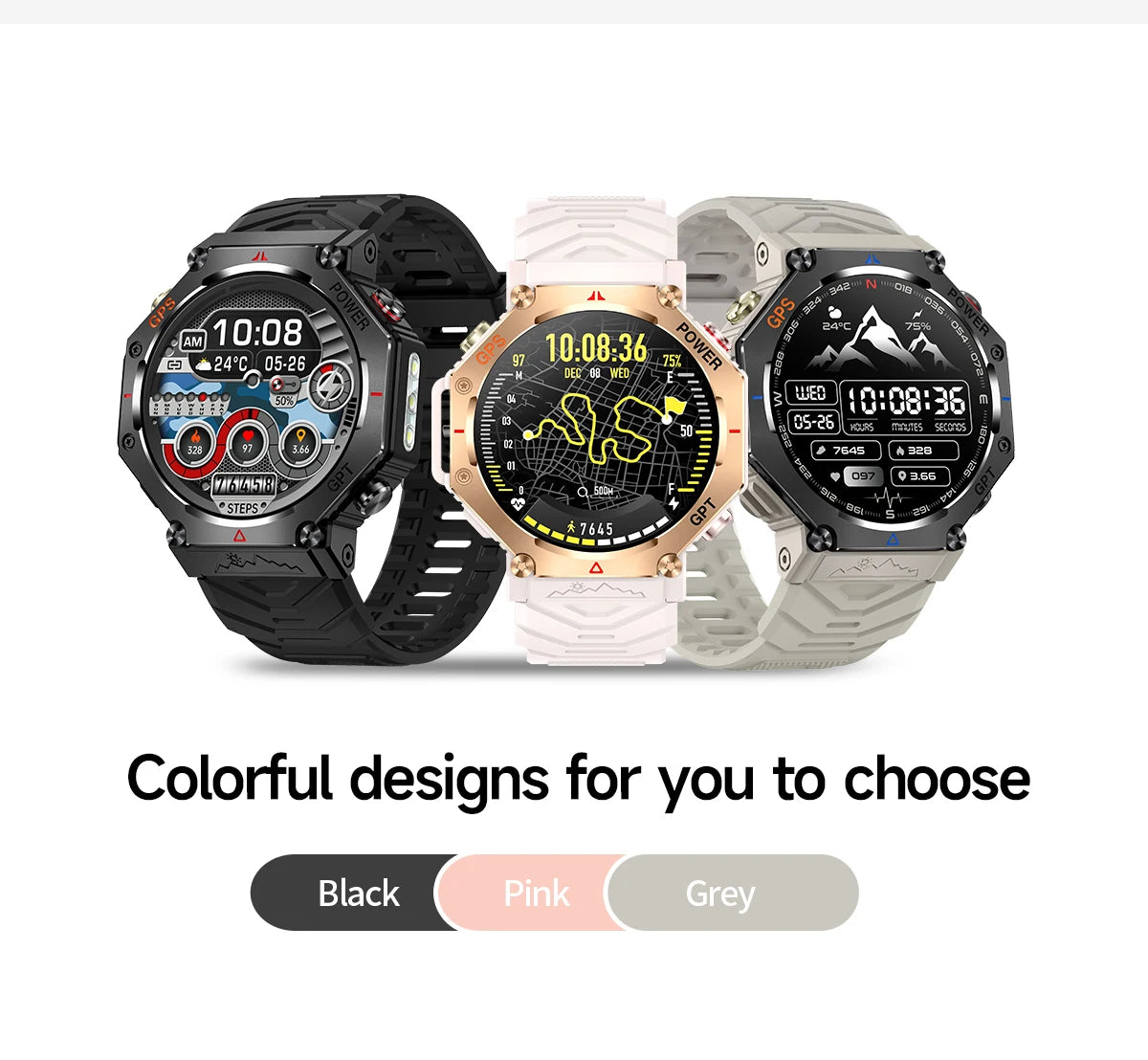 New Military Real GPS Smart Watch Men 10ATM IP69K Waterproof Swim Sports Watches Flashlight Bluetooth Call AMOLED HD Smartwatch