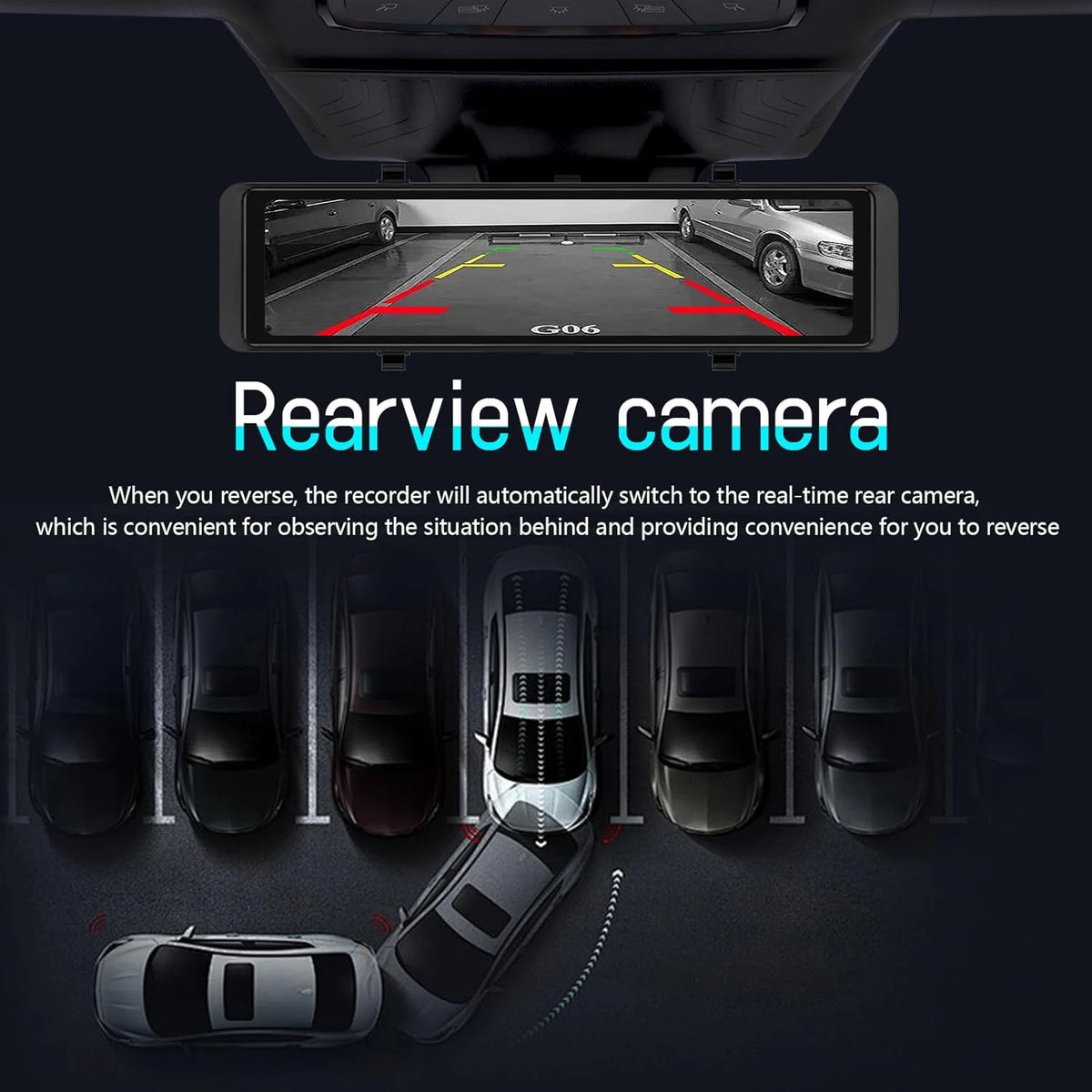 12''Rear View Mirror Camera 4-Channel Mirror Streaming with GPS BSD Blind Spot Detection 4K Front Lens+FHD1080Px3 Reverse Assist