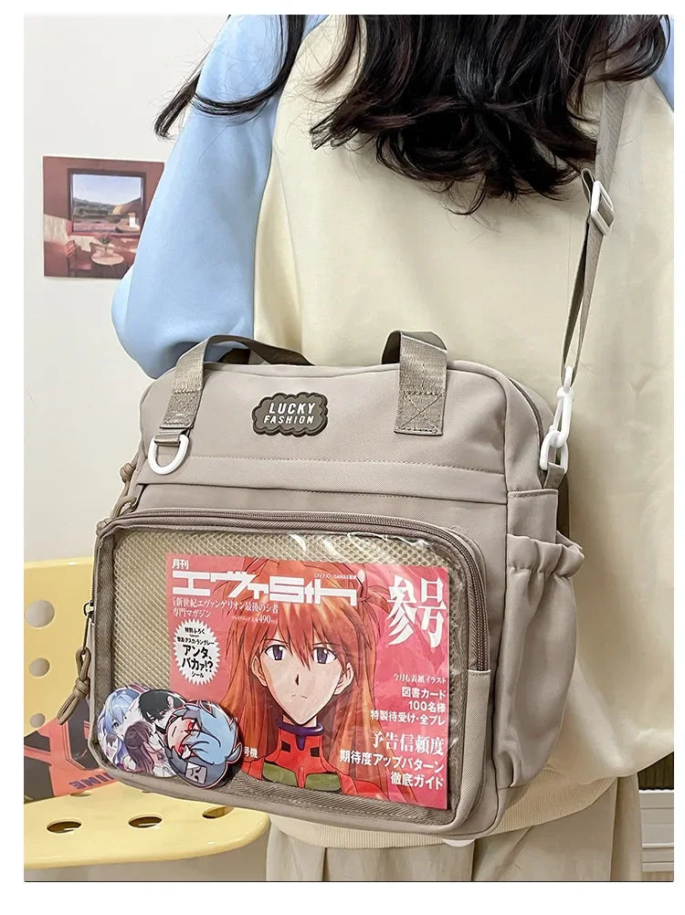 Y2K Japanese Preppy Style Shoulder Crossbody Bag New Nylon School Bags for Teenage Girls Transparent Itabag Backpacks Ita Bag