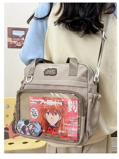 Y2K Japanese Preppy Style Shoulder Crossbody Bag New Nylon School Bags for Teenage Girls Transparent Itabag Backpacks Ita Bag