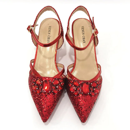 Venus Chan 2022 Nigerian Fashionable Silver Color Peep Toe Shoes Matching Bag Set For Royal Ladies Wedding Party Sandal