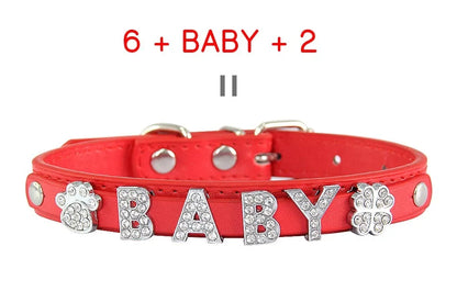 (Free Bling Rhinestone Letter)Custom Pet Cat Dog Collar Leather Puppy Collars For Small Medium Dogs Target Personalized Id Name