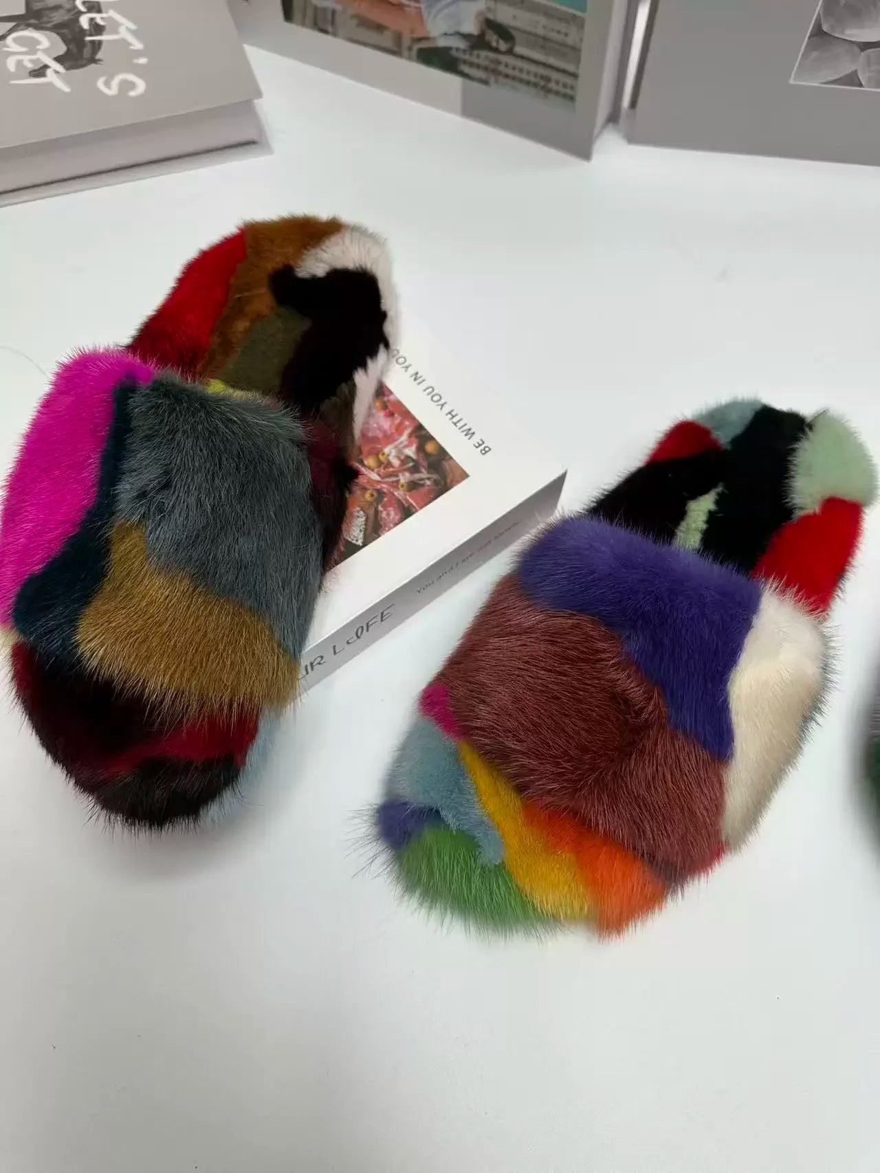 Winter Women'S Slippers Home Plush Woman Shoes Indoor Mink Fur Patchwork Color Slippers Irregular Random Seven Color Slippers