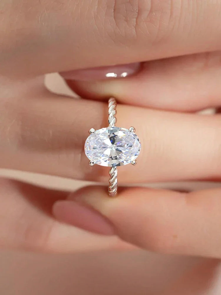 925 Sterling Silver Zircon Golden Oval Round Fashionable Ring For Women Engagement Wedding Luxury High Quality Fine Jewelry