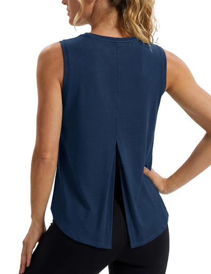 TACVASEN Quick Dry Women's Tank Top UPF 80+ UV Protection Tie Back Sports Vest Moisture Wicking Yoga Fitness Sleeveless T-shirt