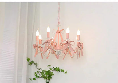 Pink Lovely Children's Room Chandeliers Crystal Cute Kid's Bedroom Pendant Lights Living Room Bedroom Hanging Lamps