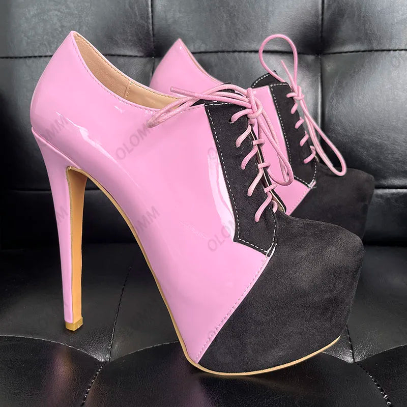 Olomm Handmade Women Pumps Sexy Stiletto Heels Round Toe Pretty Pink Party Shoes Ladies US Plus Size 5-20