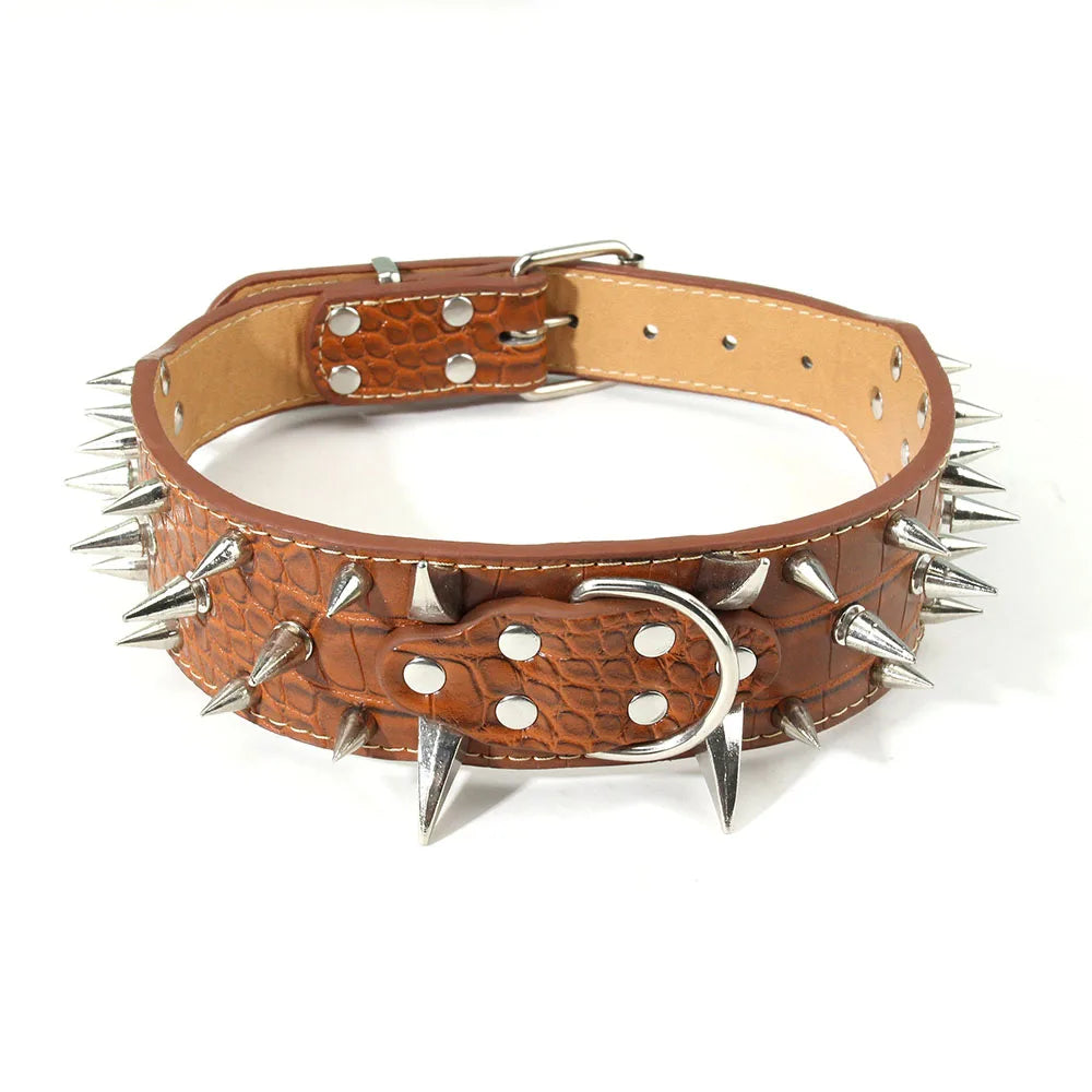 The Mighty Large Spiked Studded Dog Collar Protect Dog's Neck from Bites Durable & Stylish Dog Spike Collar for Mastiff Pitbull