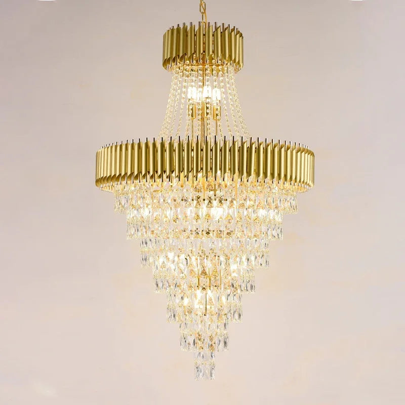 Luxury Crystal Chandeliers Home Villa Duplex  Attic Living Room Lighting Loft Decoration Indoor Pendant Lights Fixtures