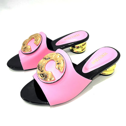 Blue Italian Women Wedding Pumps Decorated with Rhinestone Slip on Shoes for Women Nigerian Shoes Luxury Sandals Women