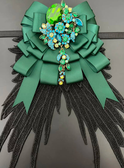 Luxury Rhinestone Mesh Wing Bow Brooch  Elegant Banquets Dress and Wedding Shirts Lapel Flower Bow Tie  Unisex Gift Accessory