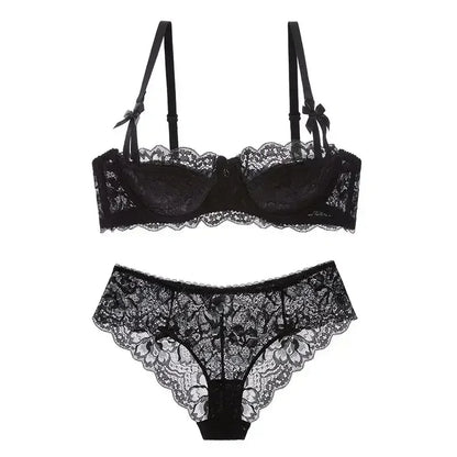 MOYISU French Romantic Lace Comfortable Breathable セクシー Tushy Slim Bra Collection Pure Desire Girls Push Beautiful Underwear SET