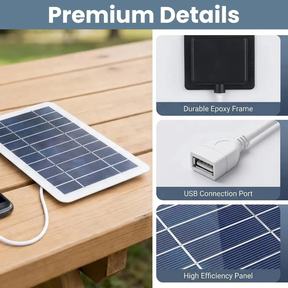 Portable USB Solar Charging Panel Stable Outdoor Charger for Mobile Phones Fans Flashlights Camping Travel and Emergency Use
