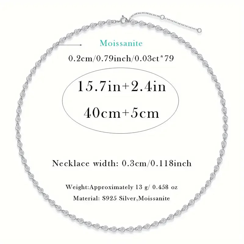 S925 moissanite necklace, tennis necklace, men and women temperament fashion party engagement wedding anniversary wedding gift