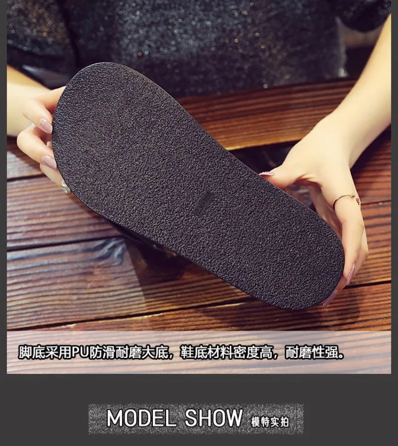 2025 Summer New Women's Fashion Letter Designer Sandals Casual Thick Bottom Round Toe Leather Beach Shoes Женские Сандалии