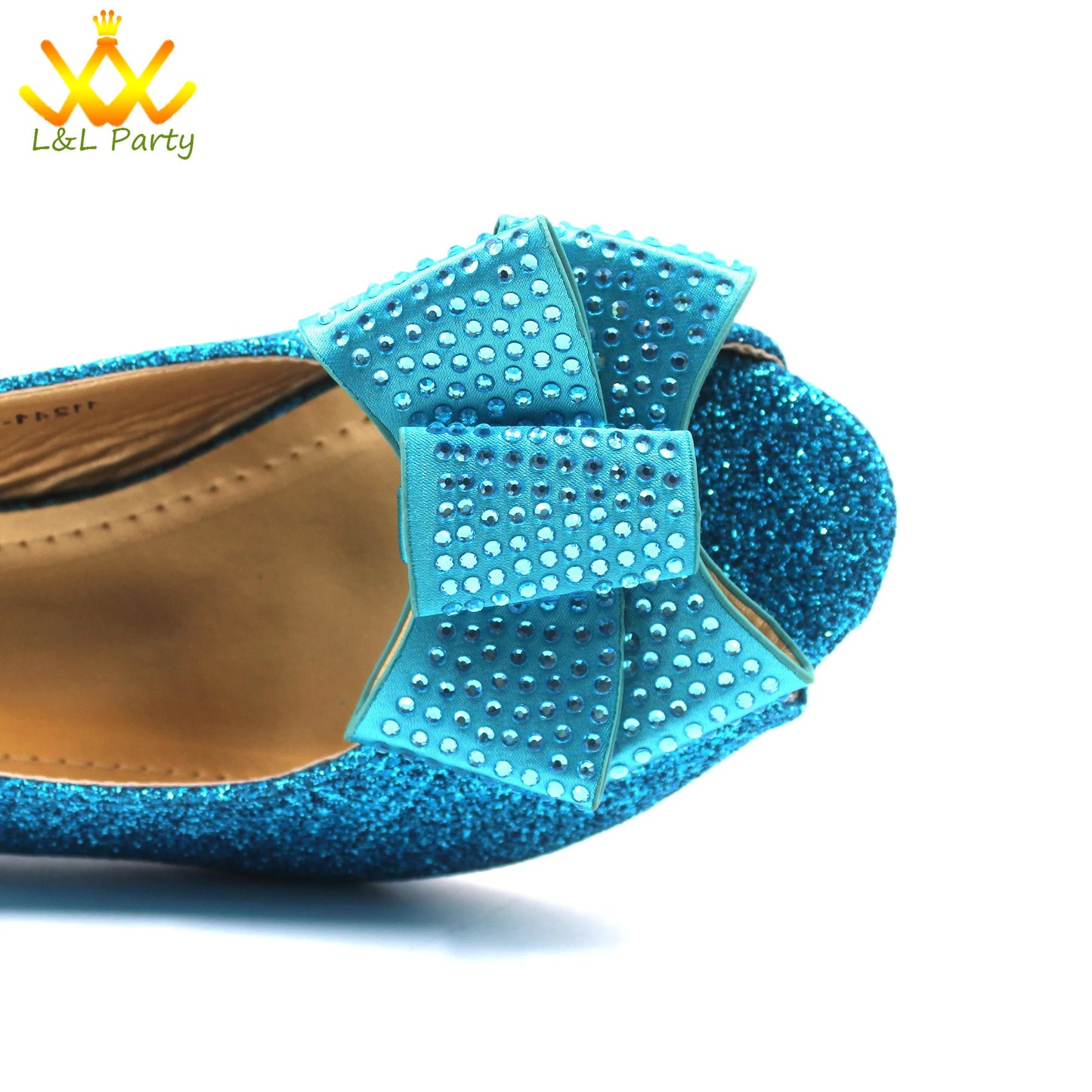 Pink New Arrivals Nigerian Women Shoes and Bag Set Italian Design Low Heels with Crystal Peep Toe Sandals for Party