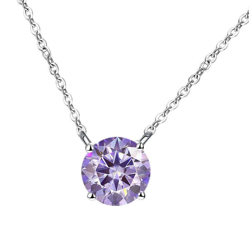 JoyceJelly 1/2/3/5 Carat Moissanite Necklace for Women 925 Sterling Silver Wedding Bridal Fine Jewelry for Women
