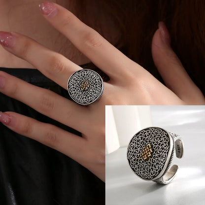 VENTFILLE 925 Sterling Silver Geometric Multilayer Round Bead Ring Female Fashion Punk Temperament Prevent Allergy Charm Jewelry