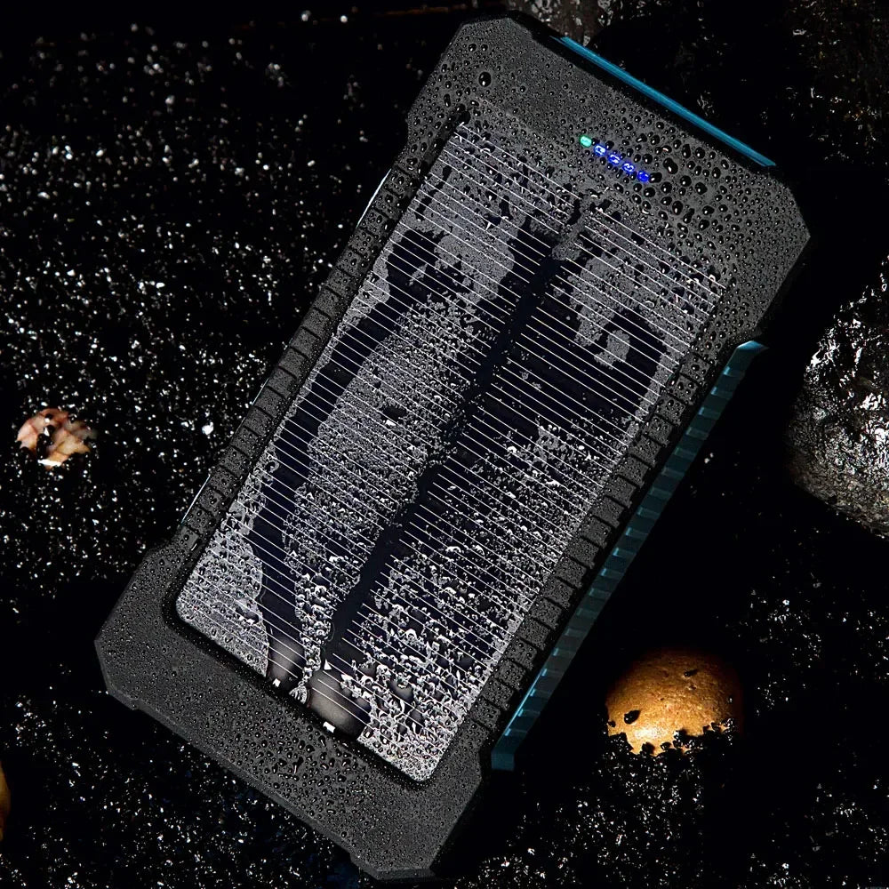 20000mAh Portable Solar Power Bank Waterproof External Battery Backup Powerbank 20000 MAh Phone Battery Charger LED Power Bank