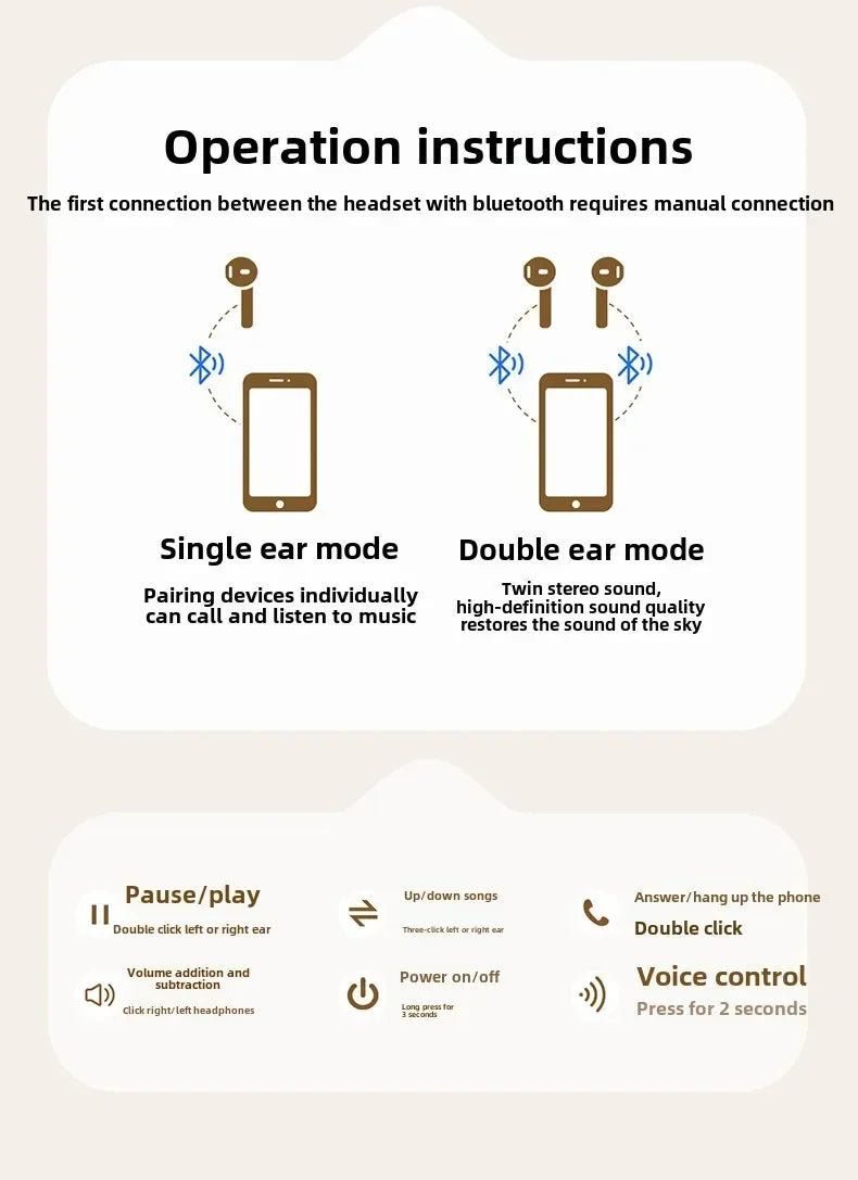 TWS Wireless Earphones Game Bluetooth Headphones with Microphone Noise Reduction High Fide Bass Earphones Headset with Mic
