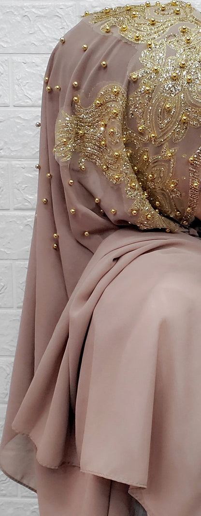 Chiffon Hijab Scarf Muslim Islamic Hijabs Scarves for Woman Long Headwraps with Bead Head Scarf Shawl Wrap Prayer Turbante