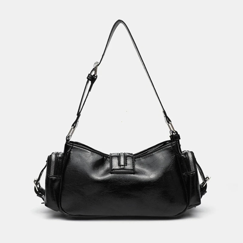 Women's Y2k Punk Vintage Shoulder Purse PU Leather Gothic Rivet Handbag Waist Bag Luxury Black Cross Body Bags with Spikes