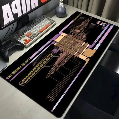 Starship Blueprint Pad Desk Pad Mouse Pad Gamer Computer Cabinet Star Trek Game Office Accessories Keyboard Anime Extended Large