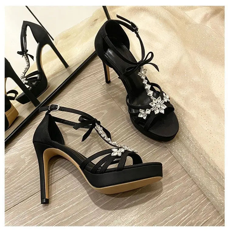Women's Shoes Elegant Sexy High Heels Luxury Rhinestone Banquet Shoes for Women High Heel Sandals Waterproof Platform Sandals