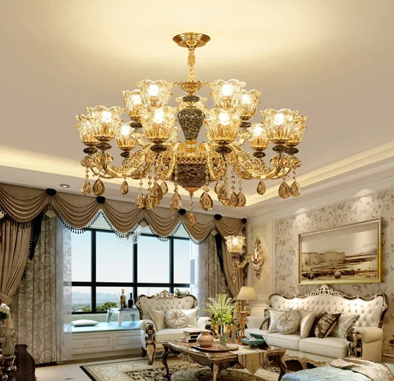 Luxury Lamp Dining Room Bedroom Decoration French Retro Chandelier Lighting Crystal Fixtures Chandelier Living Room Grand