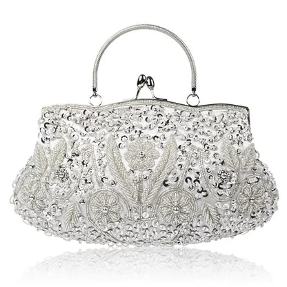 Women's Retro Small Totes Evening Bags Beaded Embroidered Ladies Clutch Purse Shoulder Chain Wedding Party Handbags Bags Purses