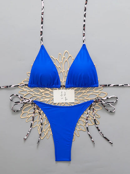 Sexy Leopard Women's Beach Bikini 2026 Swimsuit Halter Tie Micro Thong Bikinis Sets Female Swimwear for Woman Wear Bathing Suit