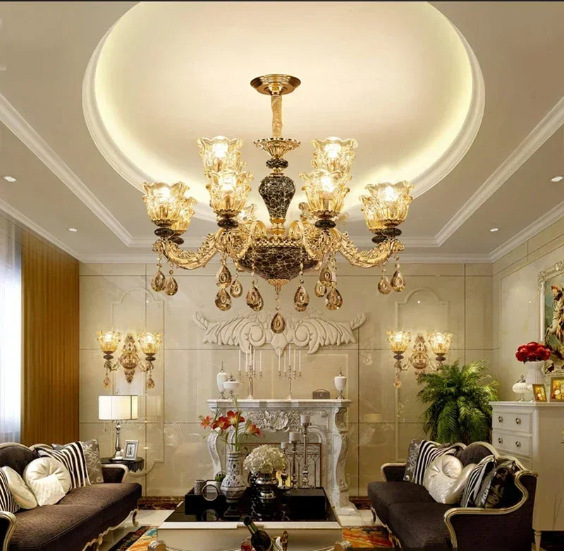 Luxury Lamp Dining Room Bedroom Decoration French Retro Chandelier Lighting Crystal Fixtures Chandelier Living Room Grand