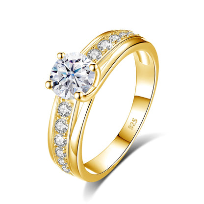 Luxury 1 Carat Moissanite Ring For Women Solid 925 Silver Rhodium Plated Luxury Wedding Jewelry With Certificate Gift Female Hot