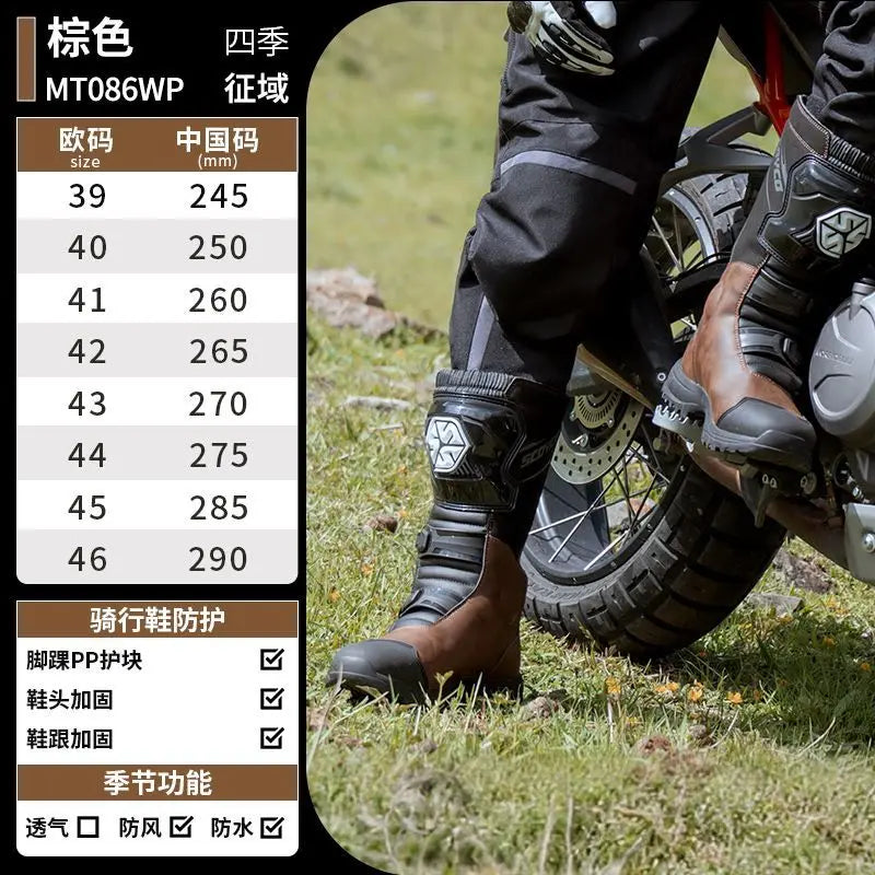 Scoyco MT086 Motorcycle Professional Riding Boots Leather Boots Casual Comfortable Slip-On Ankle Botas Non-slip Waterproof Boots