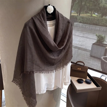 New Long Scarf Women Cotton Scarf Beach Hijab Shawls and Wraps 2026 Luxury Brand Solid Color  Echarpe Designer