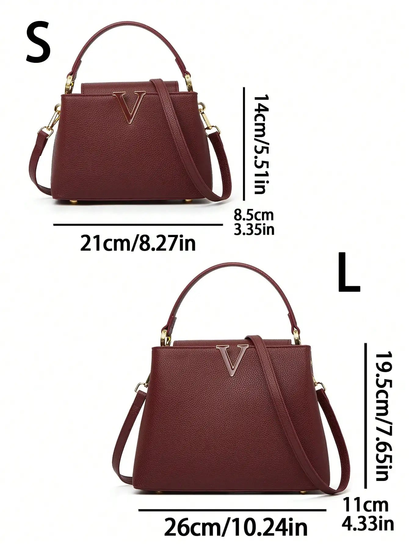 A fashionable crossbody bag with detachable shoulder straps and pebble-patterned leather for ladies