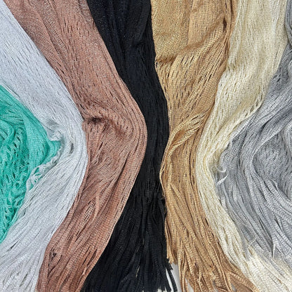 Spring/Summer Cross-Border Gold Silver Thread Mesh Tassel Hollow Knit Shawl Scarf for Women-Outerwear for Evening Parties