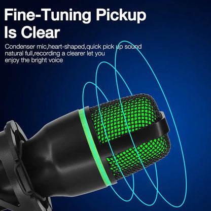 Condenser Microphone USB Wired For PC Laptop Computer Professional Gaming Accessories Kit Gamer Sound Live Streaming Podcast RGB
