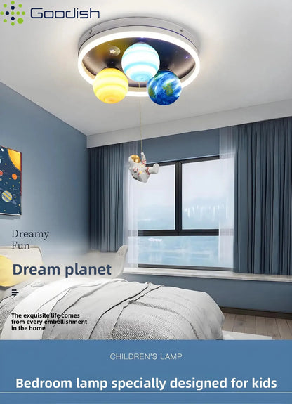 Modern Nordic Stylish Astronaut Planet Sky Led Ceiling Lights Art Creative Lamp for Chidren's Bedroom Home Decoration Chandelier
